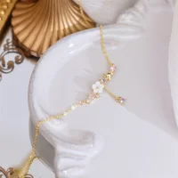 Fashion Cherry Blossoms Flower Necklace For Women Romantic Crystal Zircon Butterfly Flowers Pearl Shell Necklace Wedding Jewelry - Image 6