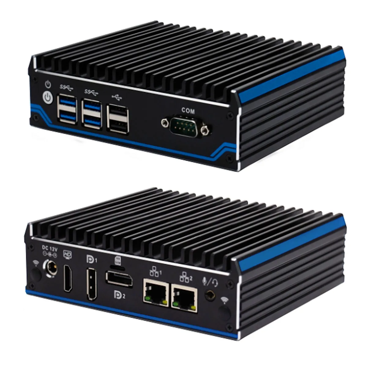 Partaker Fanless Mini Pc Piccolo Computer Desktop Nuc Intel Celeron J4125 Quad Core 1Xhd-Mi 2Xdp 2Xlan 6Xusb 1Xcom Windows 10 Pro