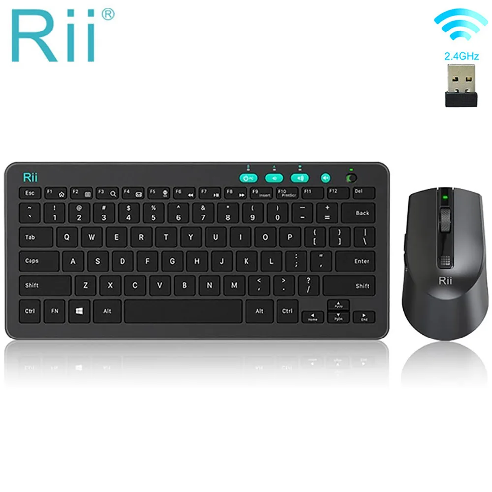Rii-combo de Teclado e Mouse sem Fio Rkm709 2.4g ru us Multimídia Escritório pc Laptop Desktop