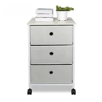 HEFPTURE 3-Drawer Nightstand – Fabric Side Table Storage Tower with Wheels, Compact Dresser Chest for Bedroom or Office 2