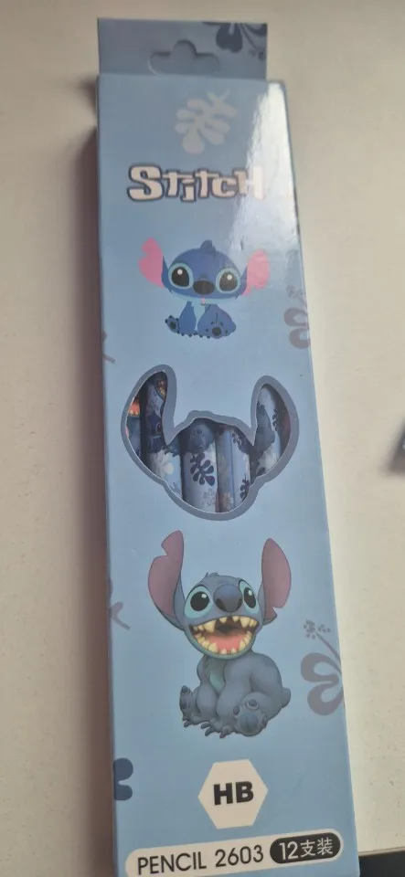 Disney-Juego de lápices de madera para estudiantes, bolígrafo de boceto para escritura, serie Lilo & Stitch, papelería para estudiantes, regalo de Navidad, 12 unidades photo review