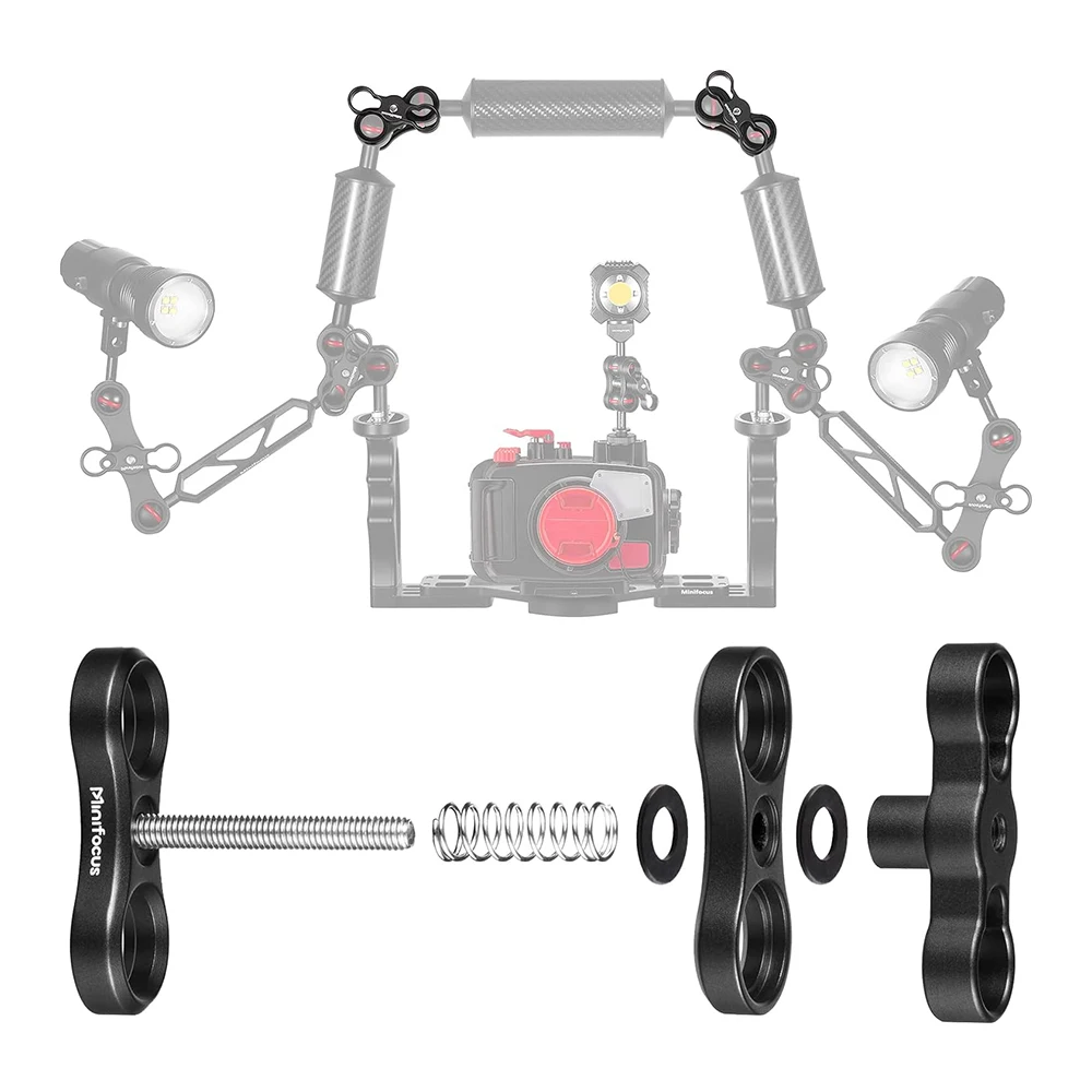 1'' Aluminum Ball Clamp Mount for Underwater Diving Light Arms Tray System Photography Diving Camera 360&deg; Clip Adapter Bracket