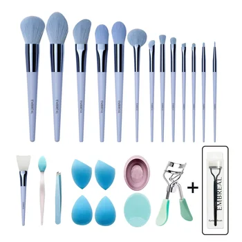 Embreal 23pcs Makeup Brushes Kit Set Foundation Brush Sponge Eyelash Curler Set Choice of Colors + Metal Lash Separator 1