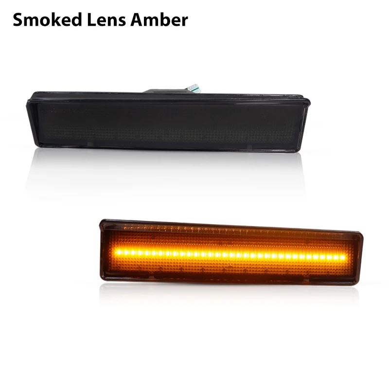 2PCS Smoked White/Amber LED Front Corner Side Marker Light For Ford Bronco F -150 F-250 F-350 1980 1981 1982 1983 1984 1985 1986