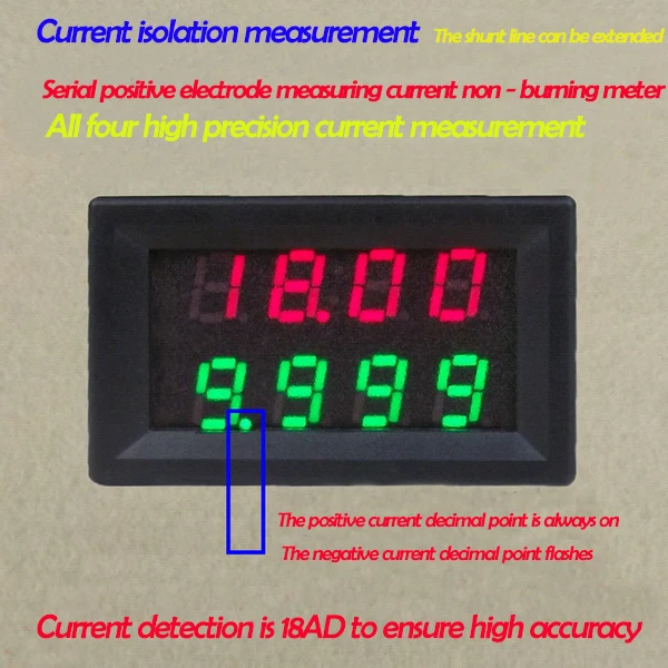 

GWUNW BY82F DC 1A 2A 5A 10A 20A 30A 50A 100A 200A 300A 500A 10V 30V 50V 100V 200V 500V DC dual display voltage ammeter