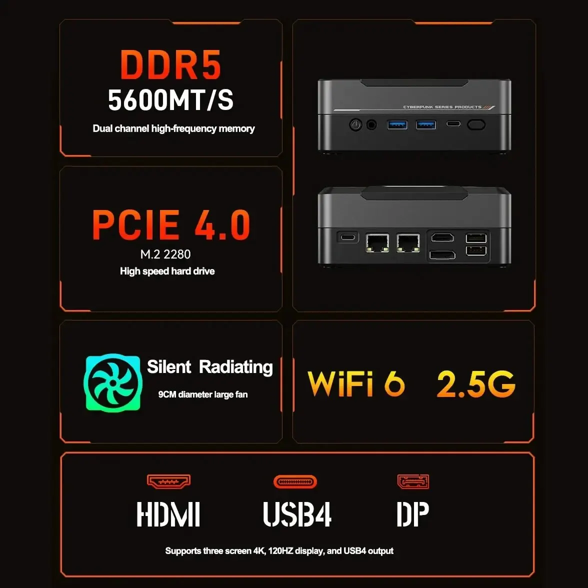 Minipc AMD Ryzen ũž ǻ,  ӿ PC, DDR5 RAM NVMe SSD, CŸ, USB4.0 Ʈ, 4  eGPU, 8K ÷, 7 8845HS