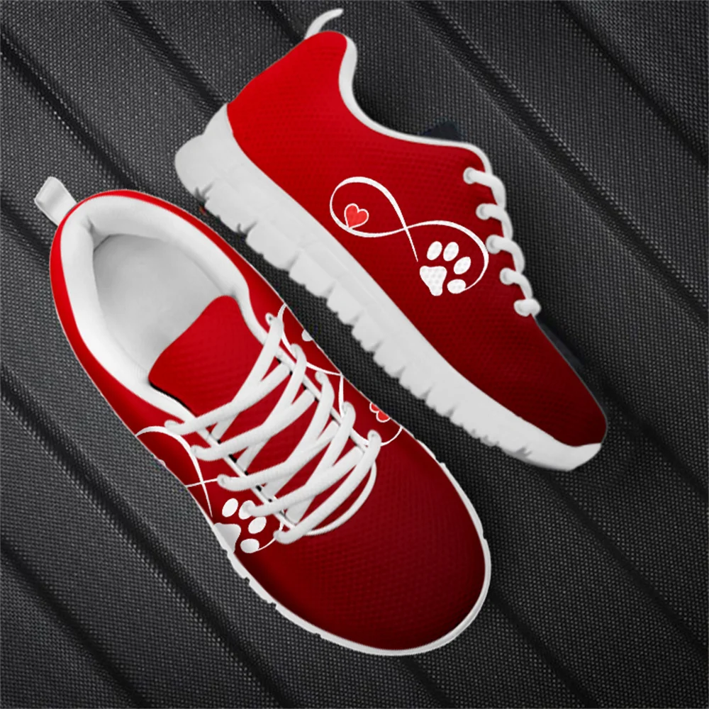 

Breathable Mesh Ladies Printed Dog Claw Running Shoes Outdoor Leisure Walking Shoes Lightweight Soft Sole Lace Up Girls Shoes