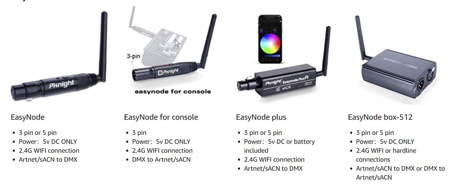 蛍光灯・電球 Pknight EasyNode Plus ArtNet sACN DMX Amazon.com: Pknight 4ch Bidirectional Artnet/sACN/RDM