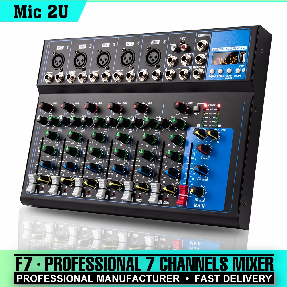 SoundmixerProfessional7channelmixerBluetoothUSBreverbF7Home