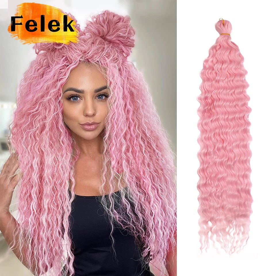 

Deep Wave Twist Crochet Hair Crochet Braid Ombre Braiding Hair Extensions Synthetic Afro Curls For Women Low Tempreture FELEK