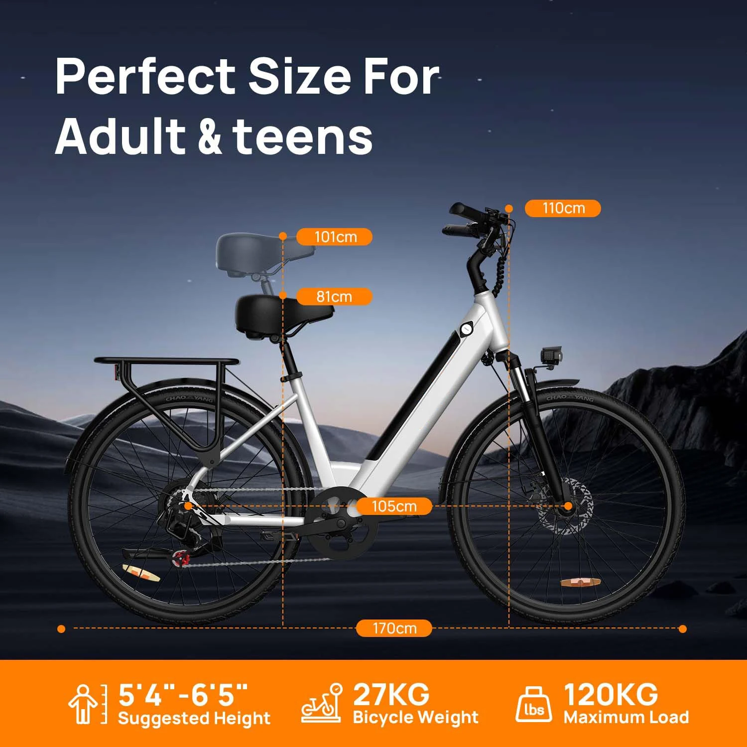 Pneumatici Urlife E26 750W 36V 13Ah 26x2" Display LCD rimovibile Velocità Freni a disco idraulici a 7 velocità per adulti E-Bike Commuter - immagine 5