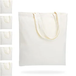 Eco-Friendly Canvas Tote Bag Set - Ideal for Custom DIY Projects and Stylish Shopping (6 PCS)