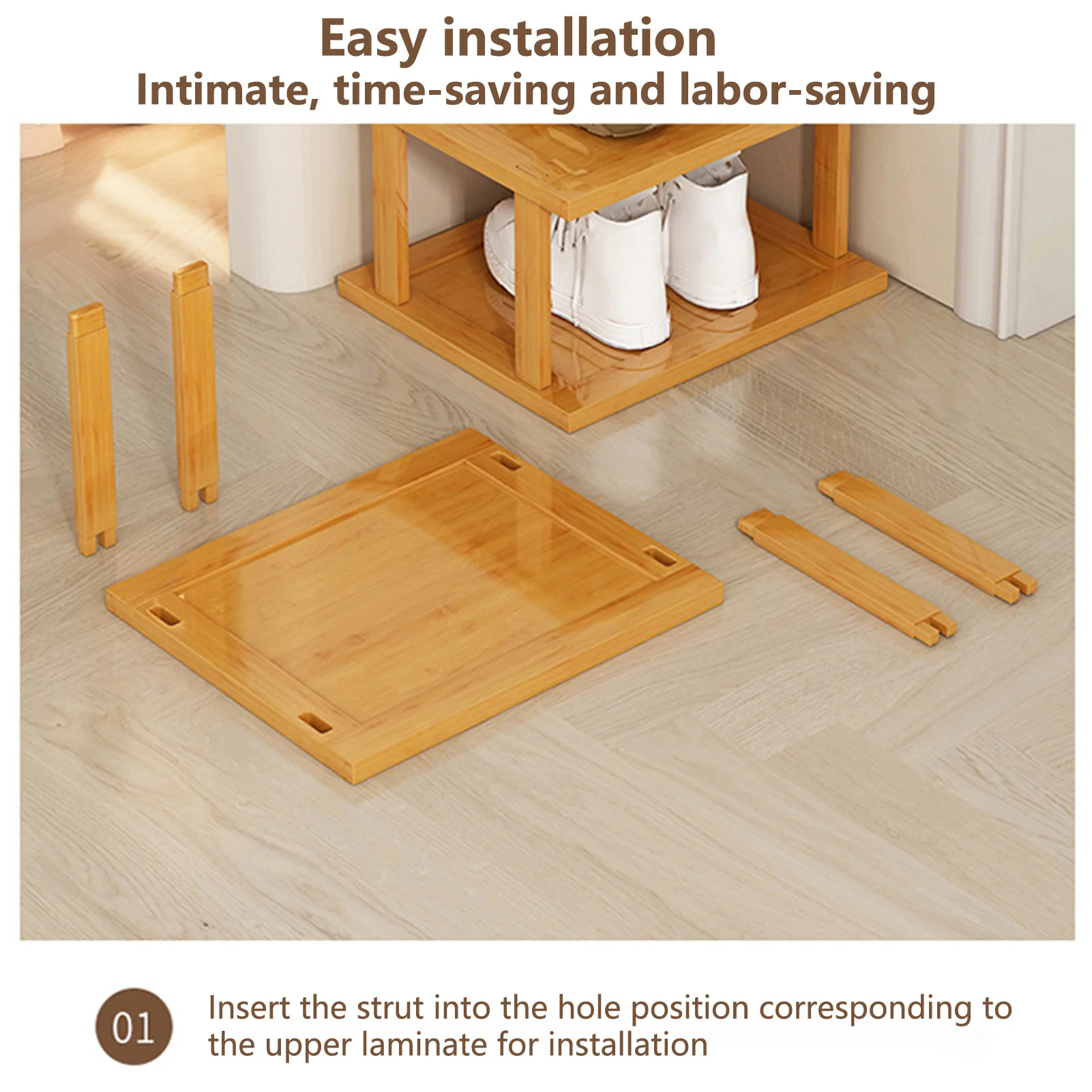 1 Set Six Layers Shoes Organizer Stable Structure Waterproof Shoe Rack Bamboo Great Load Bearing Entryway Shoes Storage Shelf 4