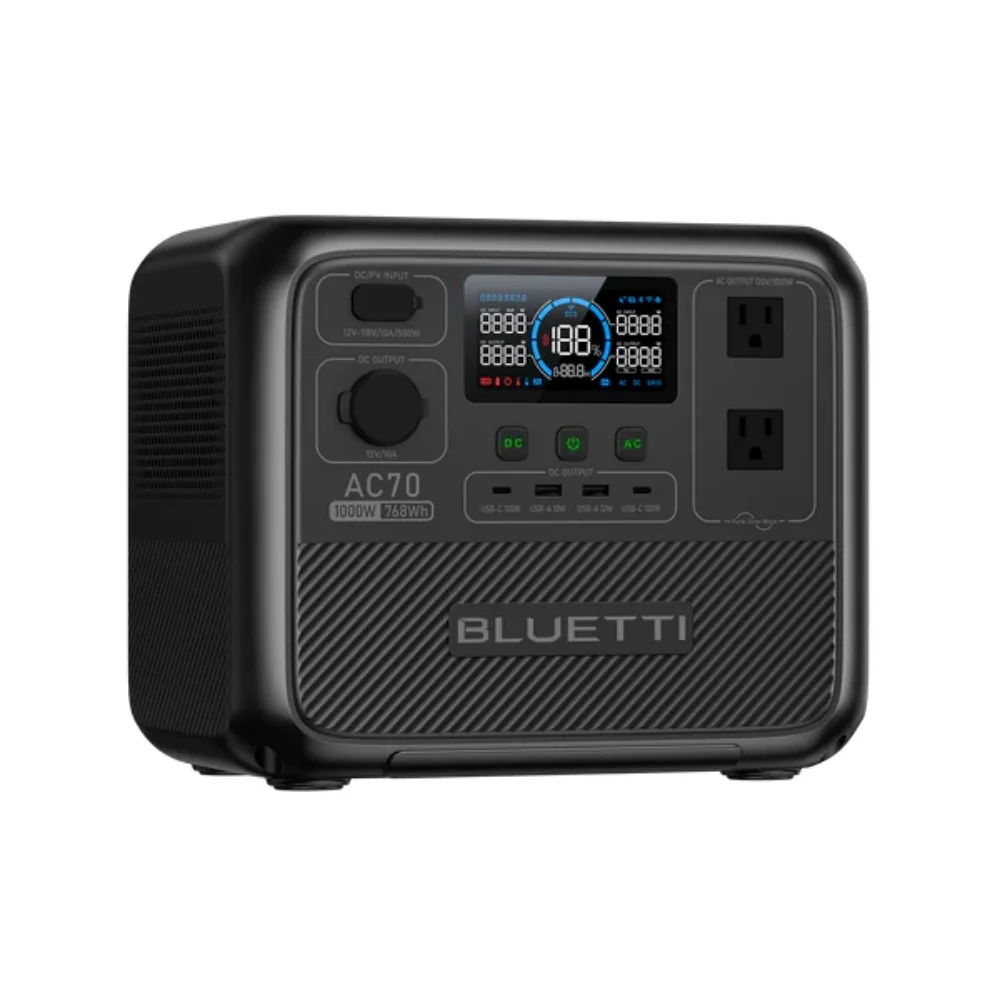 【US Plug】BLUETTI Portable Power Station AC70 with 120W Solar Panel, 768Wh 1000 Solar Generator LiFePO4 Backup Power for Camping 3