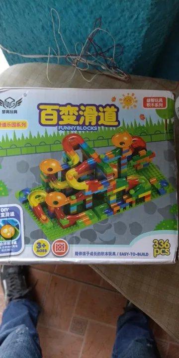 168-336PCS Marble Race Run Blocks Maze Ball Track Building Blocks Plastic Funnel Slide Assemble DIY Bricks Kids Christmas Gift photo review