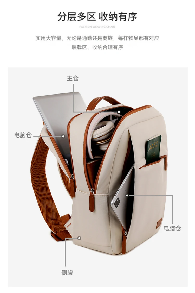 Large Capacity USB Charging Waterproof Backpack Unisex Business Laptop Backpack Stylish Lightweight Travel Bag Trolley Sleeve Sc