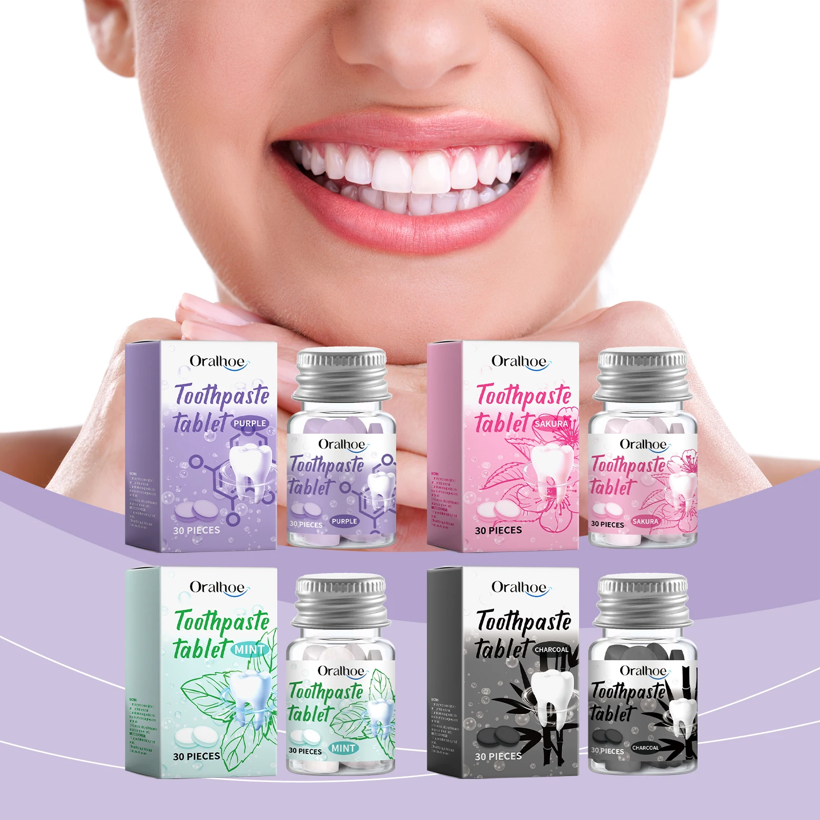 Tooth Powder Oralhoe Solid Toothpaste Tablets for Deep Cleaning of Teeth Oral Care Yellow and Dirt Cleaning Portable Toothpaste Tablets