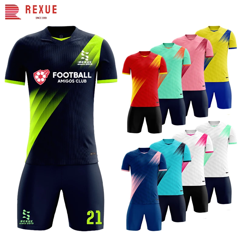 Men Women Kids Soccer Jersey Sets Sublimation Blank Short Sleeve Children Male Quick-dry Print Football Uniform Suit