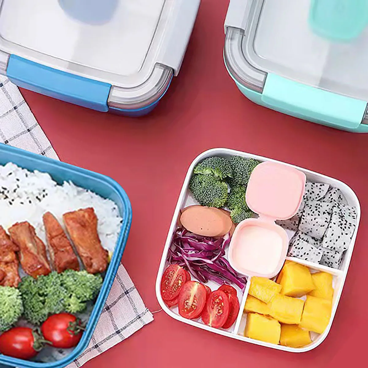 1pc Leakproof Lunch Box Double Layer High Capacity Food Container Travel Hiking Office School Portable Heating Bento Box