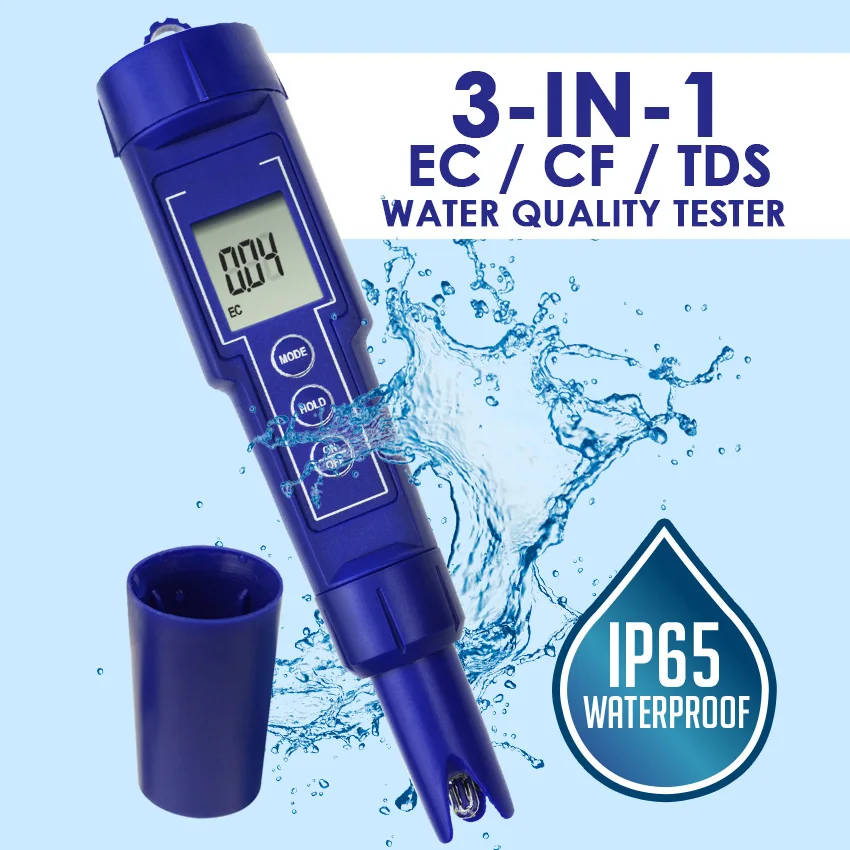 Compteur de qualité de l'eau, conductimètre portable 3 en 1 EC/TDS/température,  testeur de