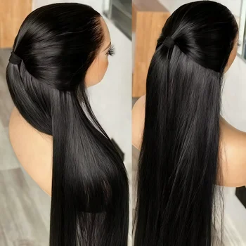 200% Density 42 Inch HD Lace Front Human Hair Wigs Straight 13x4 Transparent Lace Frontal Human Hair Wigs Pre Plucke For Women 1