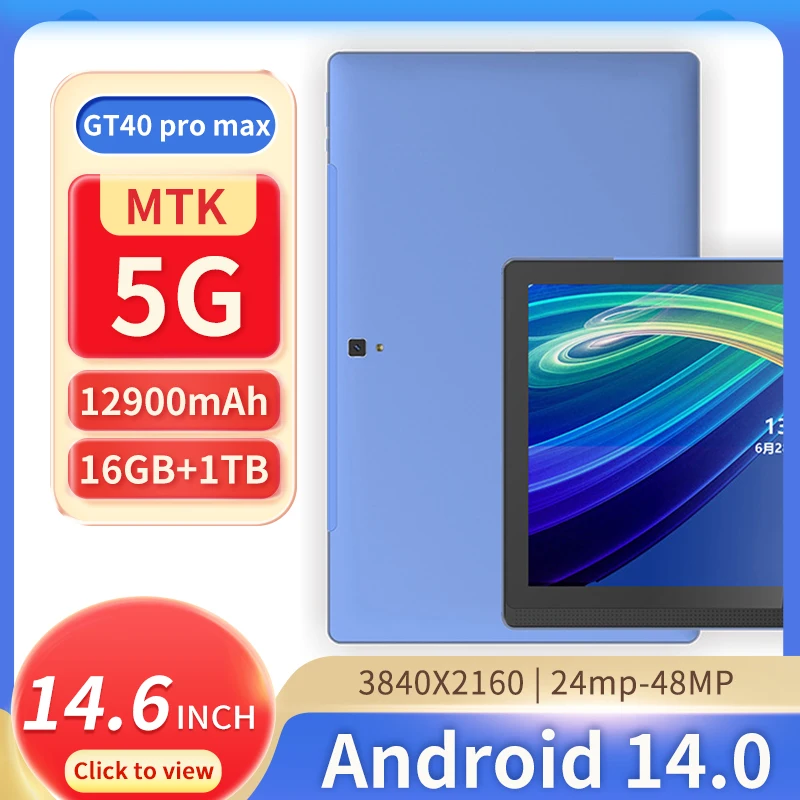2023 Versione Globale 14 Pollici Nuovo Tablet 16G Ram 1Tb Rom Rete Android 13.0 Tablet Cellulare Wifi 12000 Mah 10 Core