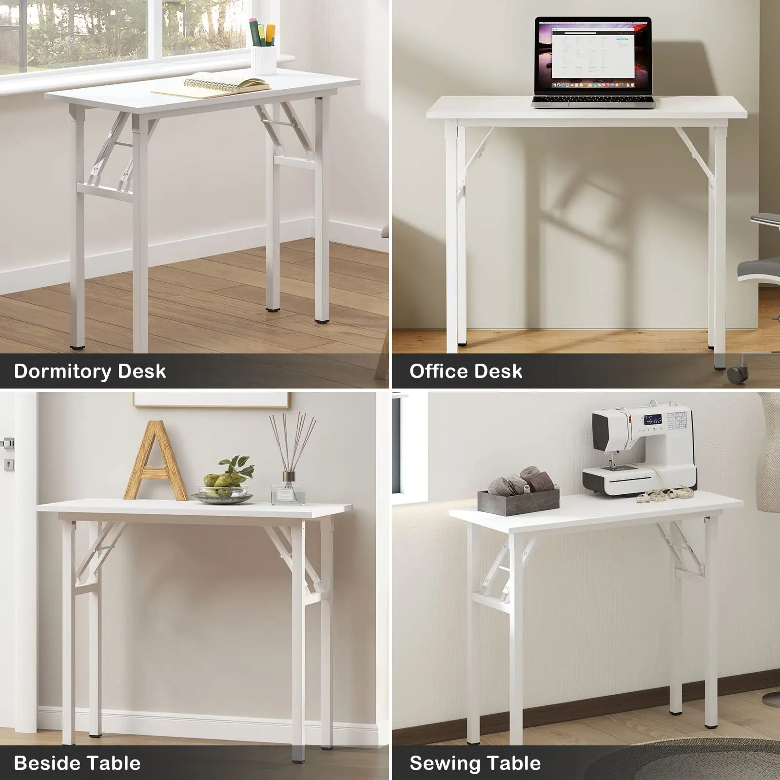 31.5" Foldable Writing Desk, No Assembly, Sturdy Folding Computer Desk for Small Space, Home Office, Dorm (80x40). 3
