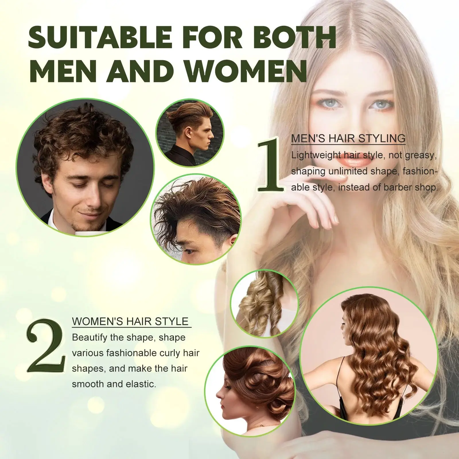 Curly Hair Styling Mousse Moisturizing Hydrating Prevent Dryness Nourishing Elastin Fluffy Shaping Cream Foam 60ml curly hair mousse