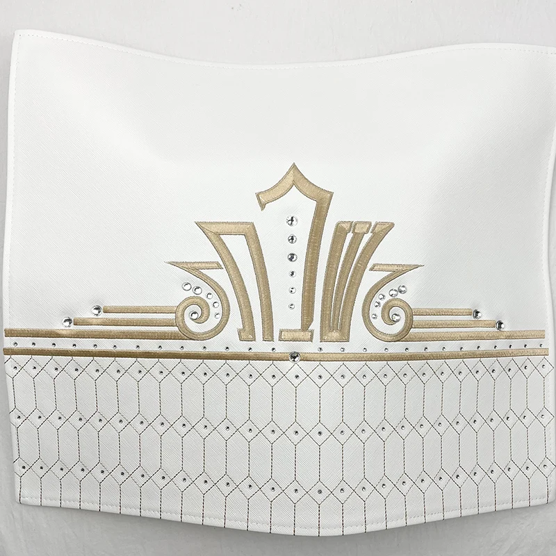 Stone PU Leather Challah Cover for Shabbat With Hebrew Words Embroidery