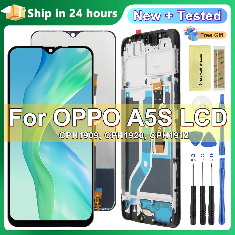 

6.2" Original Display For Oppo A5s AX5s LCD CPH1909 CPH1920 Display Touch Screen Digitizer Assembly For Oppo A5s LCD with Frame