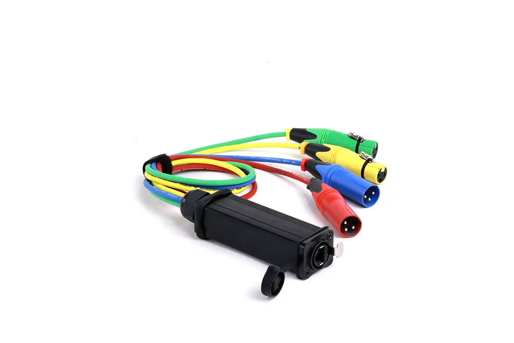 Wasserdicht rj45 cat5/6 mit abgeschirmt auf 4 Kanal 3pin 2 männlich 2 weiblich xlr extender multi netzwerk empfänger breakout audio kabel – Detail 3