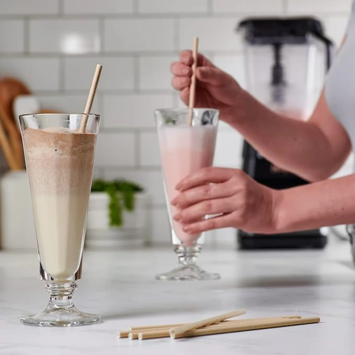 [100pcs] 197mm*6mm Extra Durable Paper Straws Biodegradable- Premium Toxin Free Paper Straws Bulk- Drinking for Juices