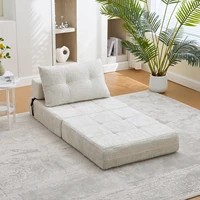 Складной матрас Urban Luxe, напольный диван, складной матрас, раскладной диван, напольный диван, с подушкой и спинкой, синель, бежевый — изображение 2