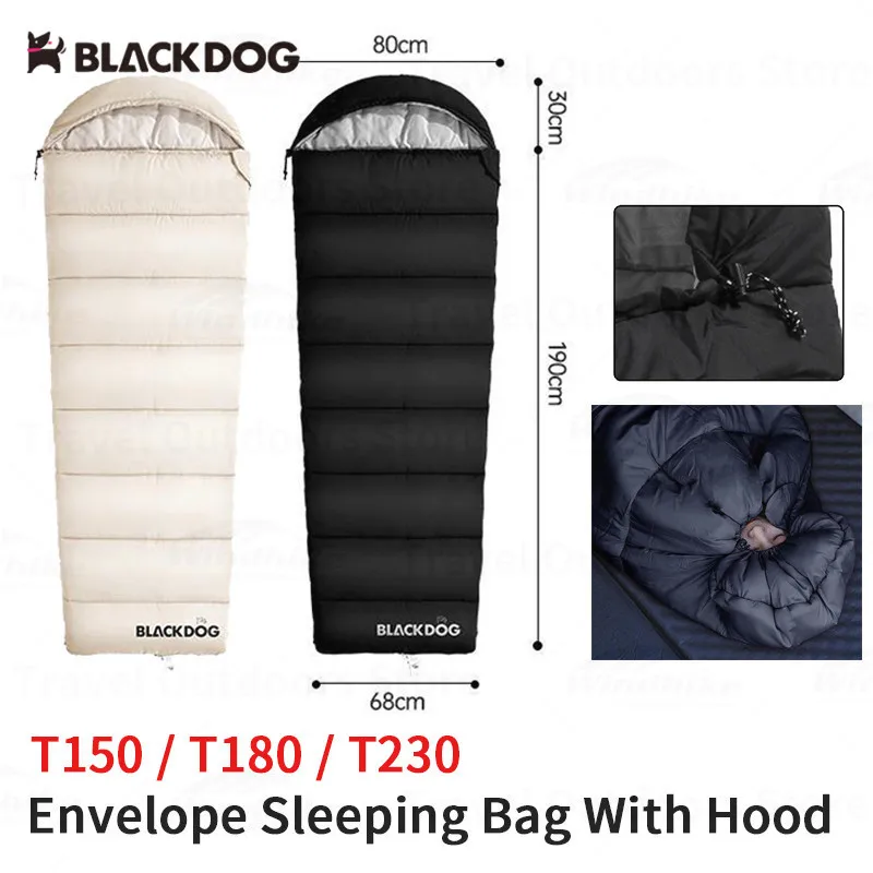 

Naturehike BLACKDOG -1℃~-25℃ Winter Camping Sleeping Bag 1 Person Spliced Envelope Type With Hood Outdoor Travel Quilt Shawl