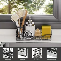 Self-draining Sink Shelf Stainless Steel Kitchen Sink Caddy Drain Rack Soap Sponge Holder for Kitchen Sink Organizer 2