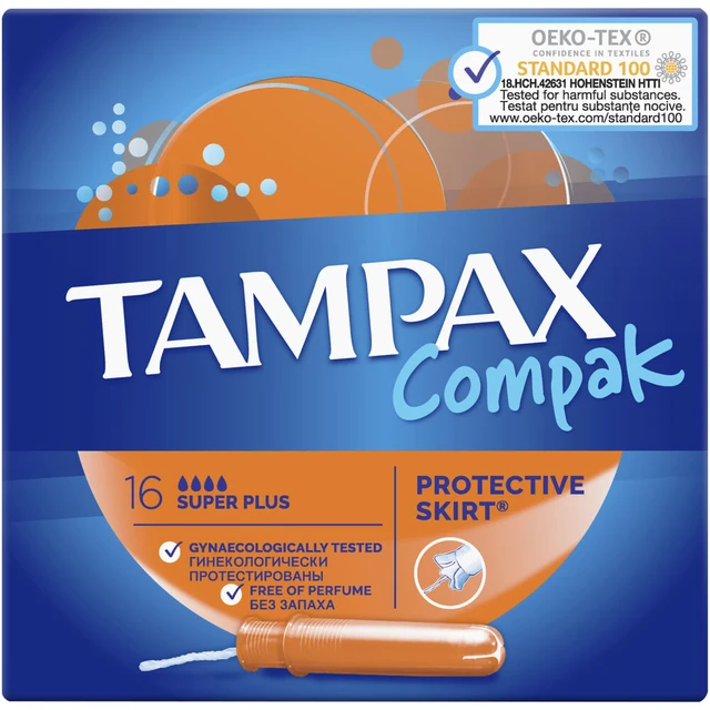 TAMPAX Tampons Compak Super Plus with an appliator, 16 States.