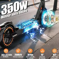 TODIMART T3 Trottinette Électrique Pliable et Portable avec Contrôle via APP Moteur 350W 36V 10.4Ah Vitesse 25km/h Pneu 8.5" 2