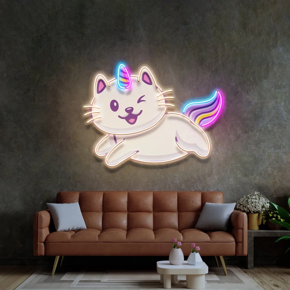 

Cat Unicorn Neon Sign Flying Unicorn Pop Art Neon Home Decor Wall Decor Girl Room Decor Birthday Gift