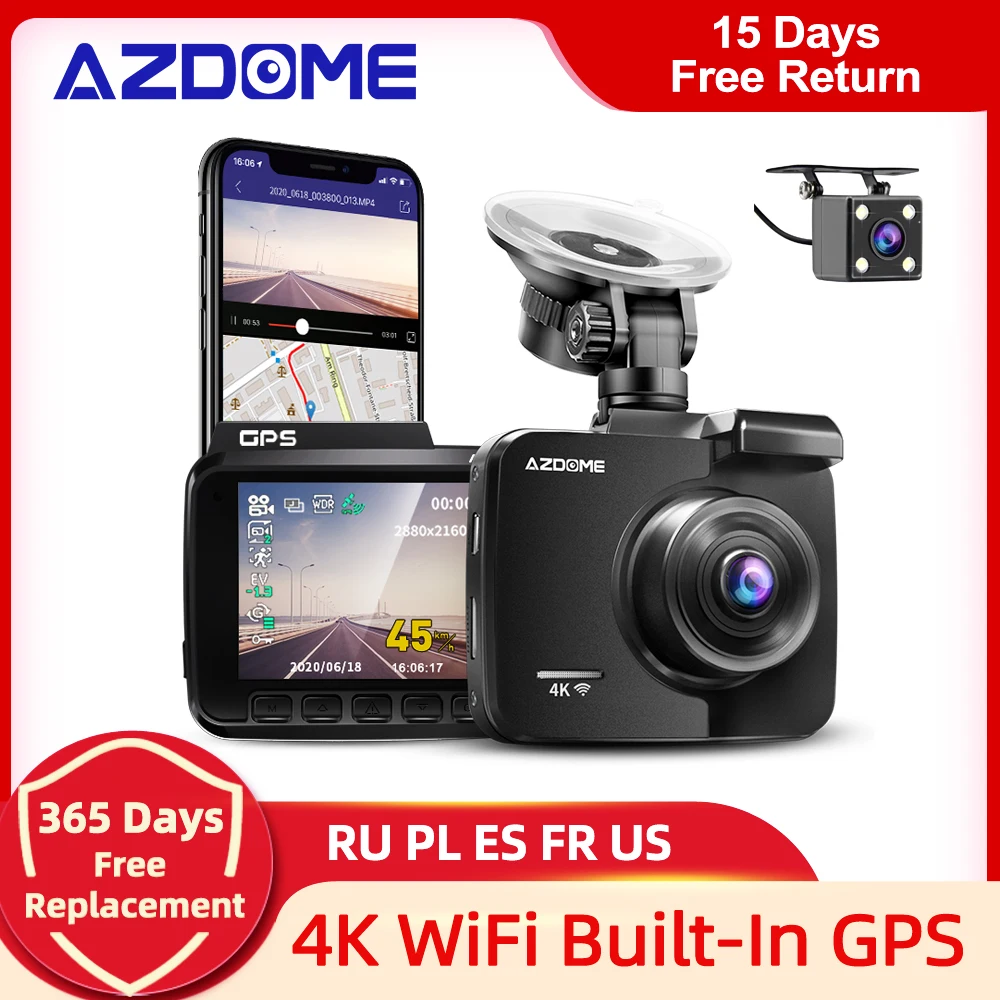 AZDOME GS63H Dash Cam Dual Lens 4K UHD Recording Car Camera DVR