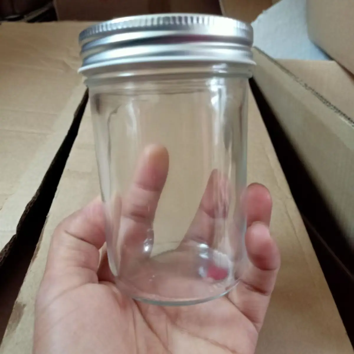 Empty Glass Taper Jar Mason Jar with Screw Metal Lid Family Size 100ML To 730ML MOQ1500 Wholesale Price and Custom Logo Inbox Us 5
