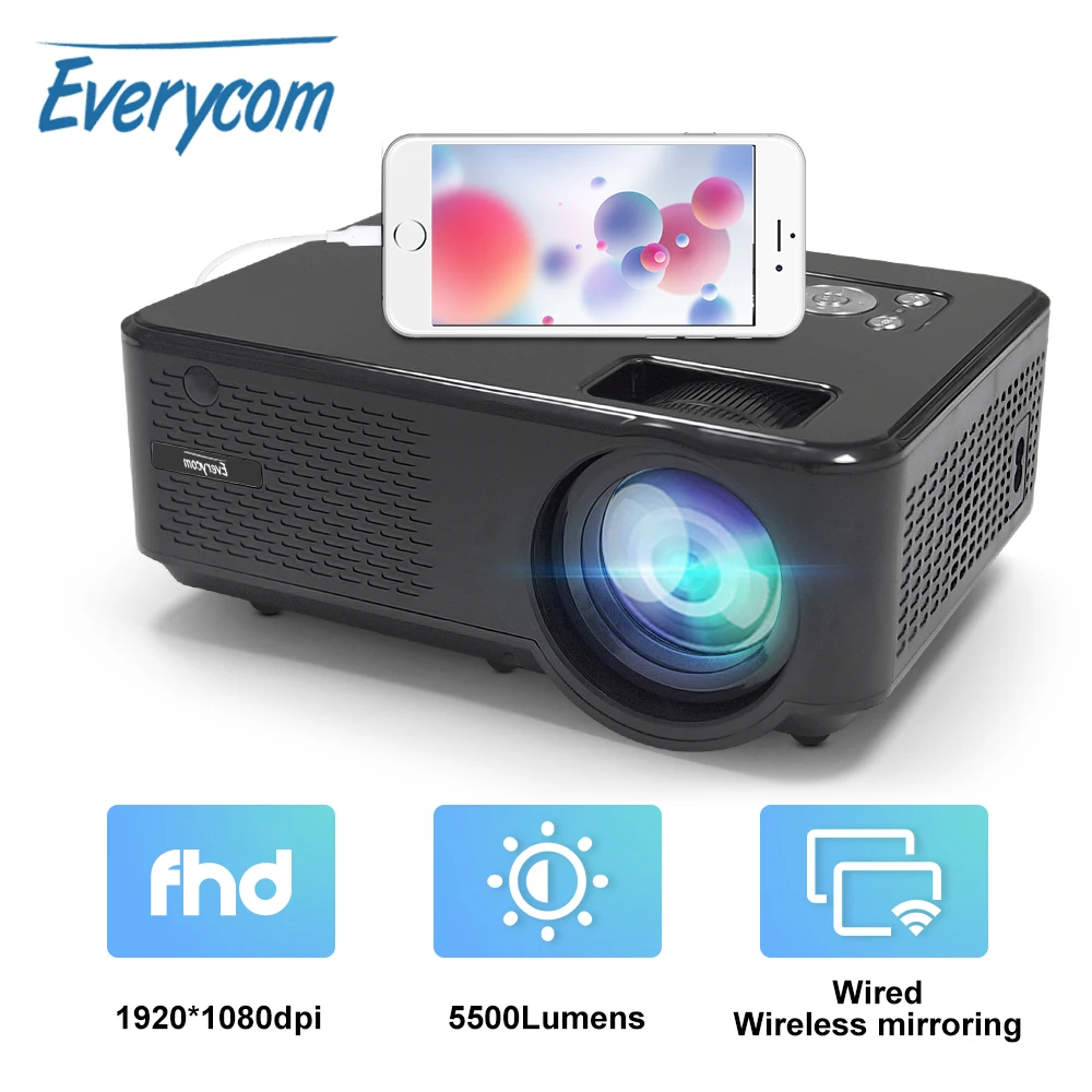 Everycom M8 1080P Mini LED Home Cinema Video Projector Full HD 5500 ...