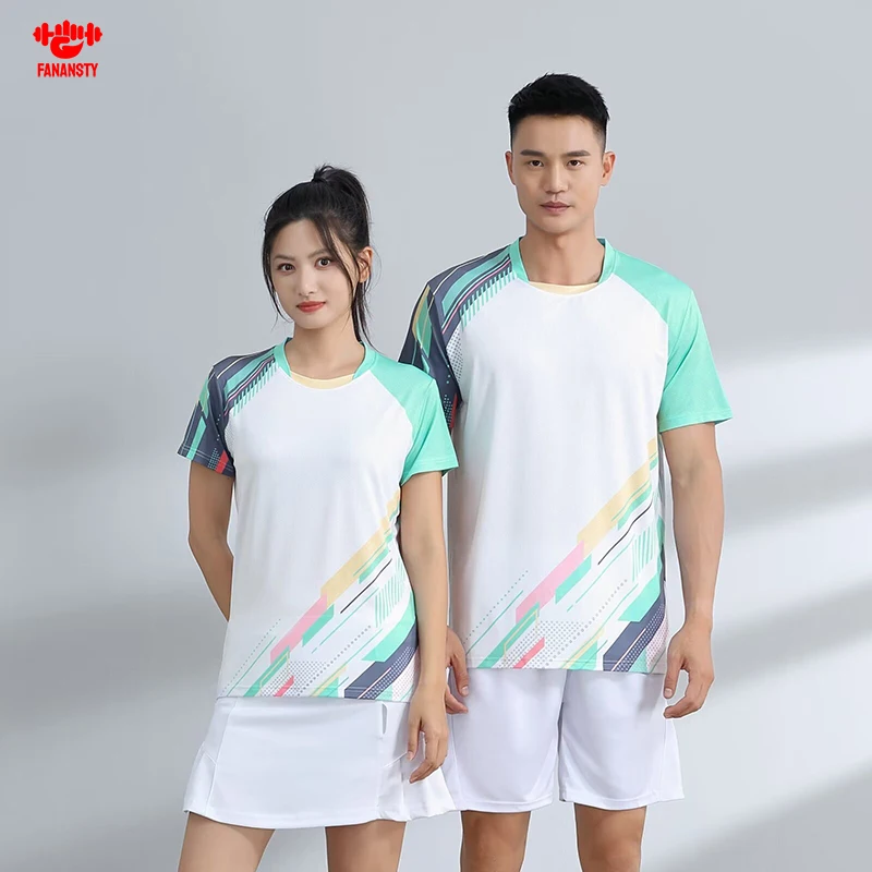 

Tennis Shirt For Men Women Couple Uniform Badminton Pingpong Running T-Shirt Unisex Sportwear Breathable High Quality