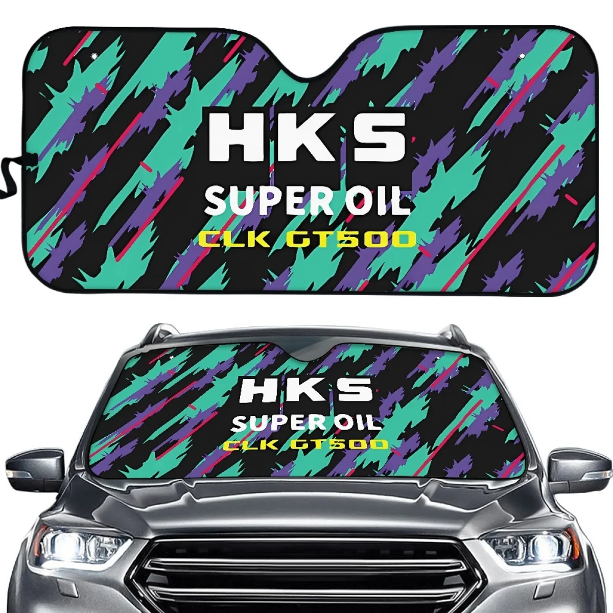 

HKS R32 Pattern Sunshade Windscreen Sun Shield Protector Foldable Sun Visor Covers for Front Window Heat Reflector Fit Most Cars