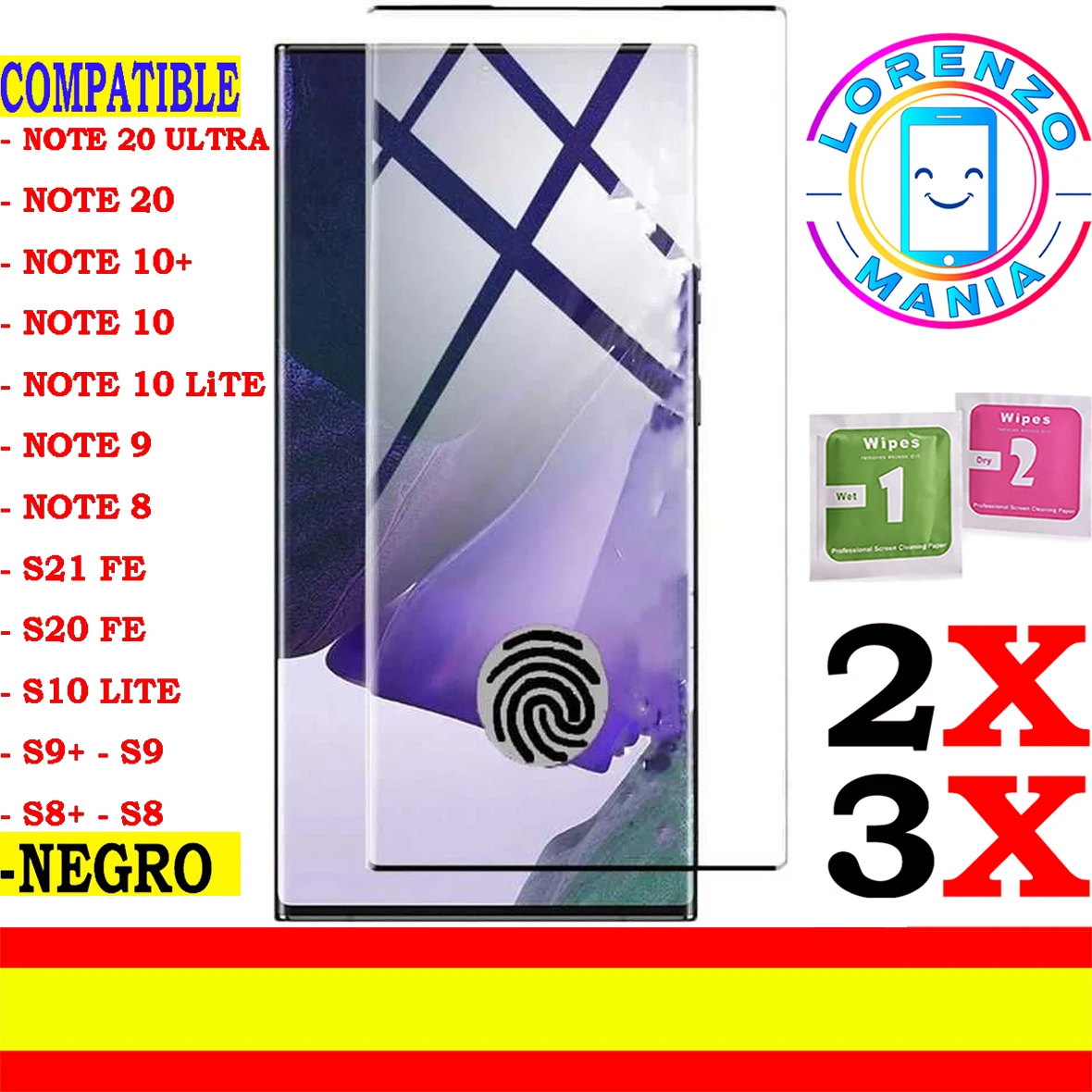 Samsung Galaxy Note 20 Ultra, Note 20, Note 10 Plus, Note 10, Note 10 Lite, Note 9, Note 8, S21 Fe, S20 Fe, S10 Lite, Protezione Dello Schermo Compati