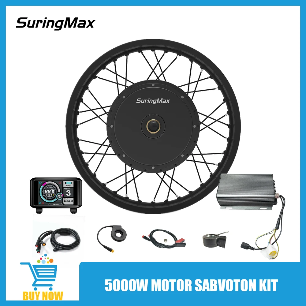 Electric Motorcycle Kit 5000w Hub Motor Sabvoton Controller E Bike Conversion Parts 19" Rim 150mm Assembled