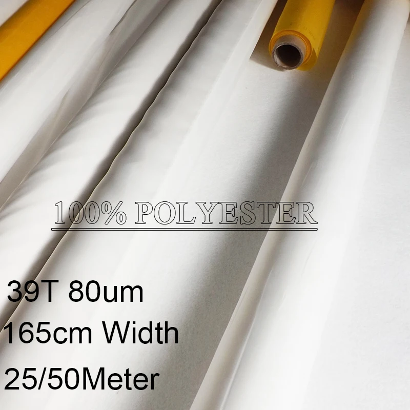 

100% Polyester Mesh Screen Printing 39T 80um 165cm Width 25/50Meters With White Yellow Color