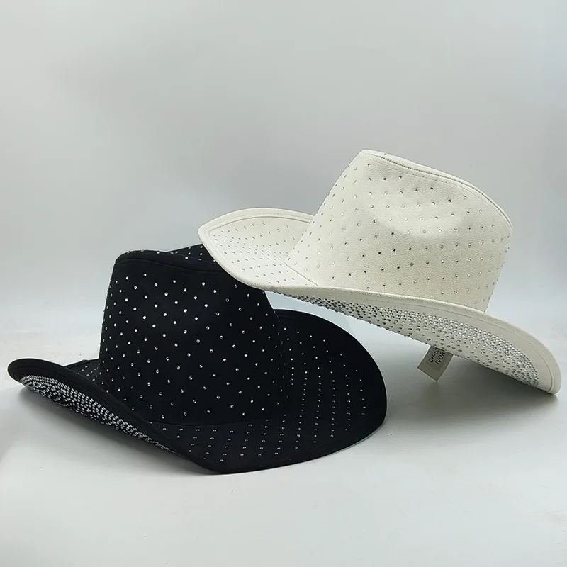 Cowboy Hats Cowgirl Hats Studded Rhinestone Cowgirl Hat Rhinestone Denim Cowboy Hat women men's canvas hat unisex black cowboy hat Party