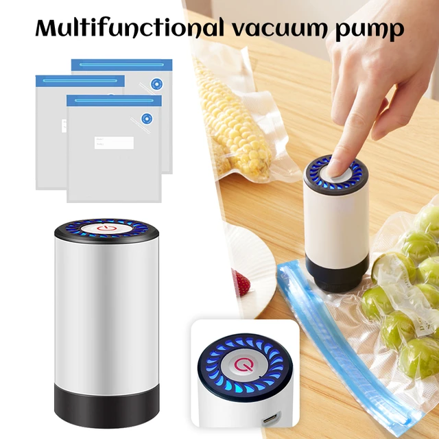 Electric Handheld Vacuum Sealer Pump Sous Vide Bags USB Rechargeable BPA  Free 5Pcs Reusable Vacuum Food Storage Zipper Bags Set - AliExpress