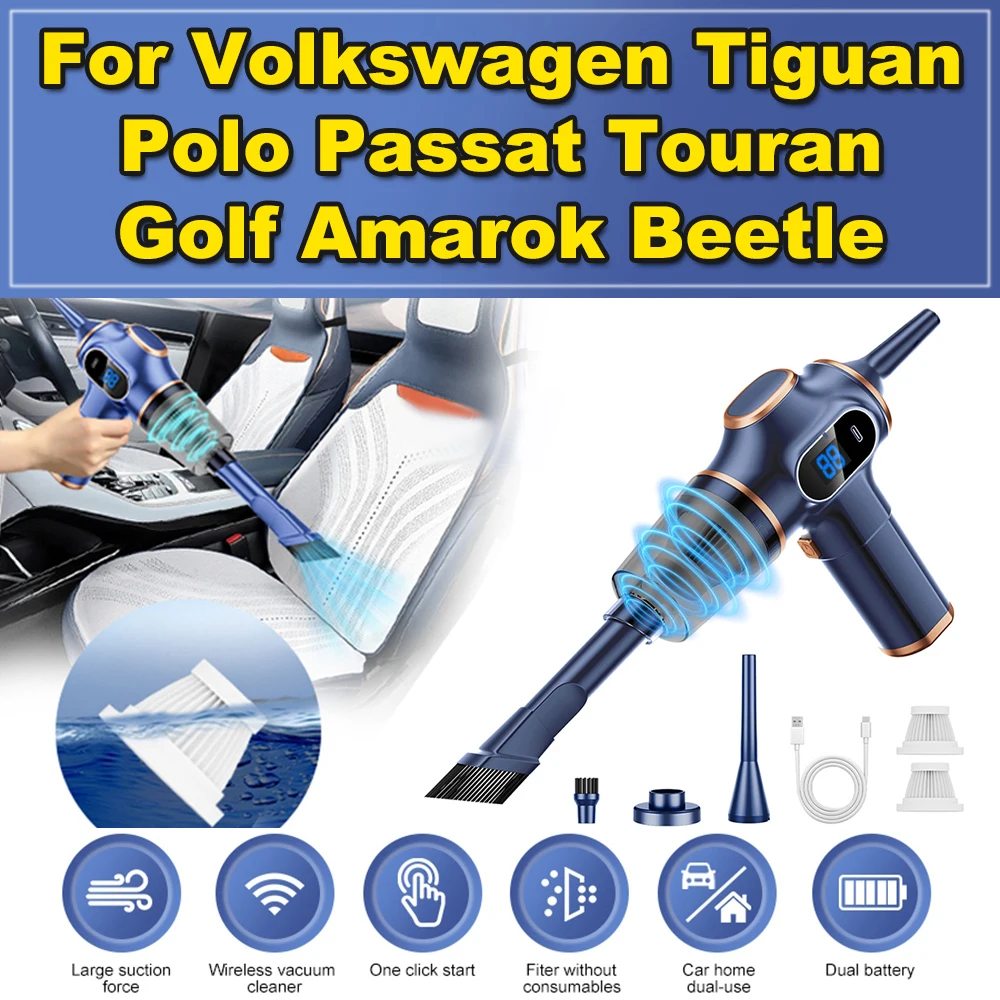 Car Vacuum Cleaner 98000pa Mini Car Cleaner Type-C Charge Cordless 1500mAh Handheld Vacuum For Volkswagen Full Series