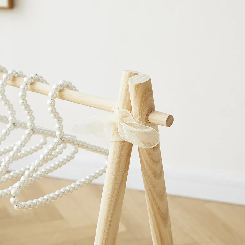Mini Solid Wood Pet Dogs Dolls Baby Kids Clothes Coat Hanger Rack Doll House Furniture Garment Rack